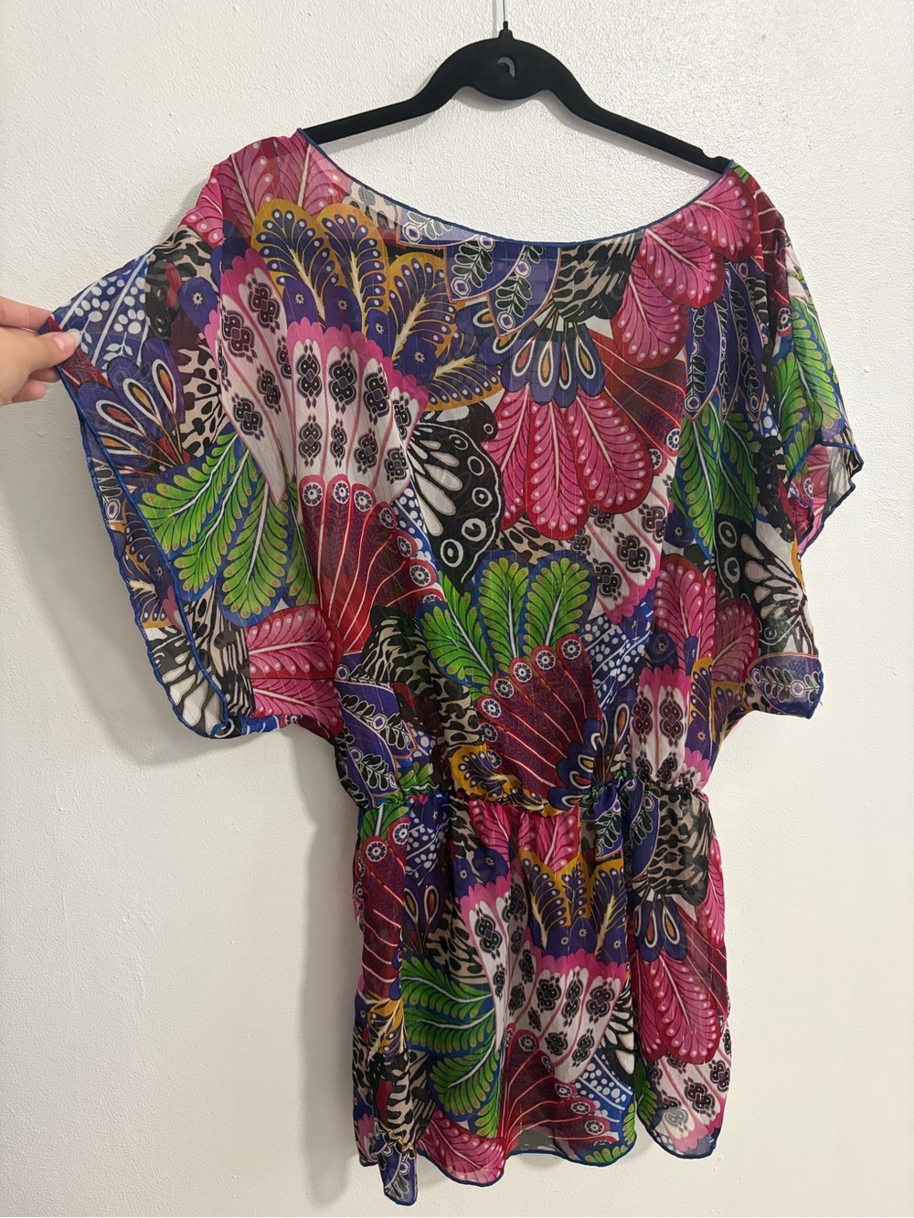 Xhilaration Sheer Floral Feather Print Dress